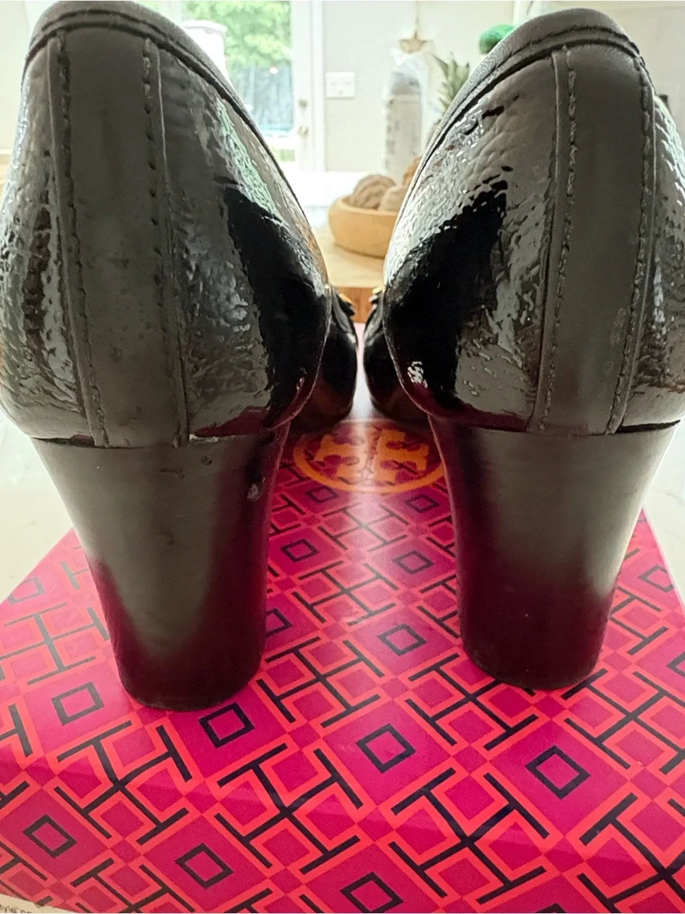 Tory Burch Black Patent Logo heels